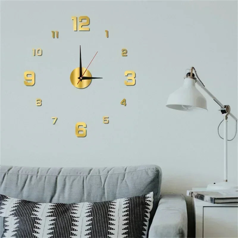 Reflecting Time: Contemporary 3D Wall Clock with Mirror Finish